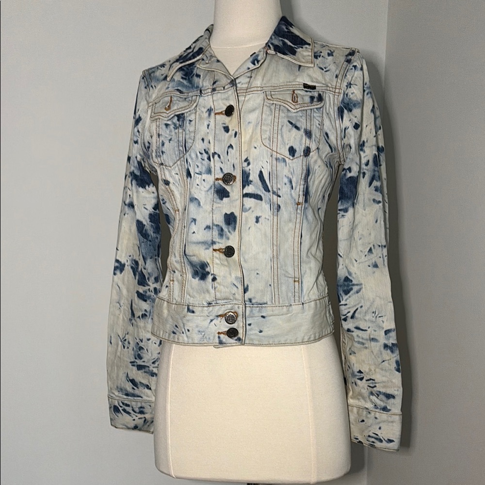 Stylish Blue Tie-Dye Women's Jacket